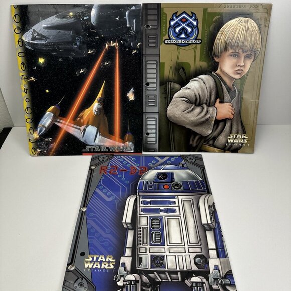 Star Wars 1999 Episode I 2-Pocket Portfolio Naboo Space Battle/R2-D2/ Sky Walker - Picture 1 of 12